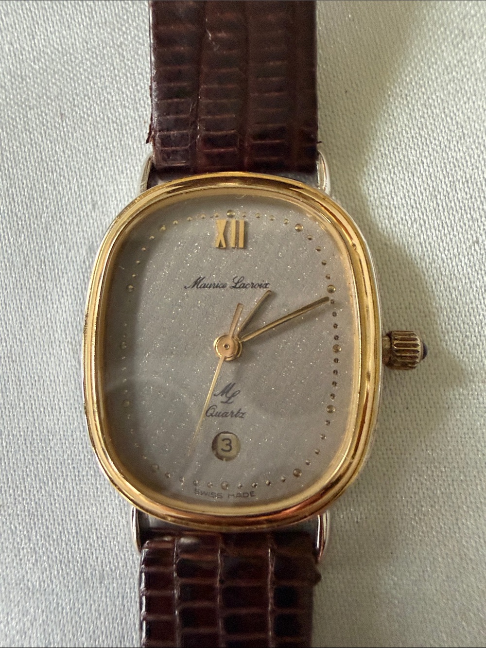 Maurice Lacroix Women's Gold Case Watch with Brown Leather Strap